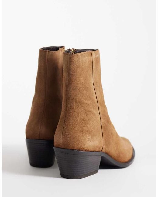 Mango White 100% Suede Leather Heeled Cowboy Boot