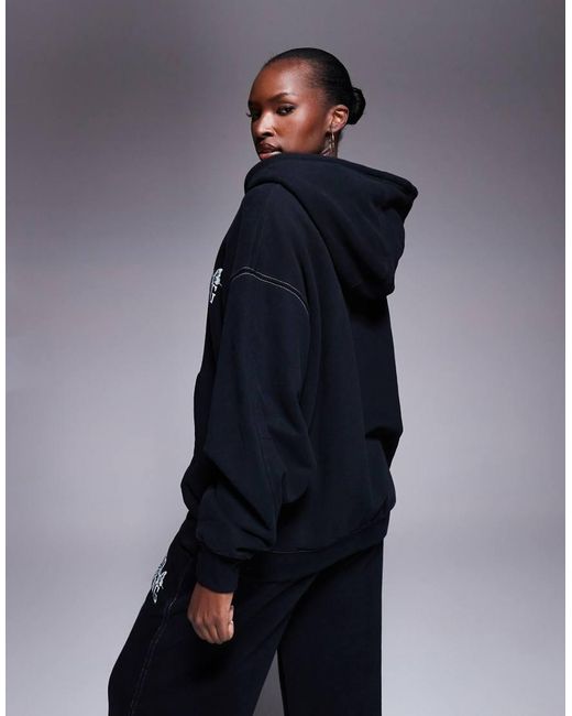 Good For Nothing Blue Oversized Zip Through Hoodie