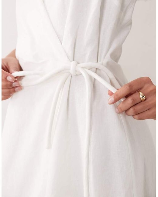 ASOS Pink Cotton Linen Halter Neck Wrap Maxi Sundress