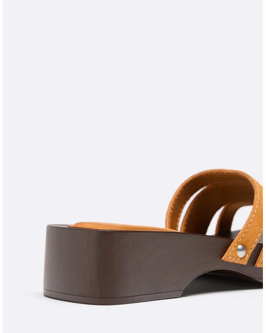 Stradivarius White – flache lederclogs