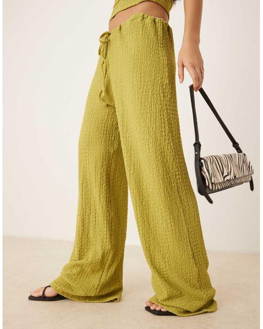 ASOS Yellow Textured Wide Leg Co-ord Trouser