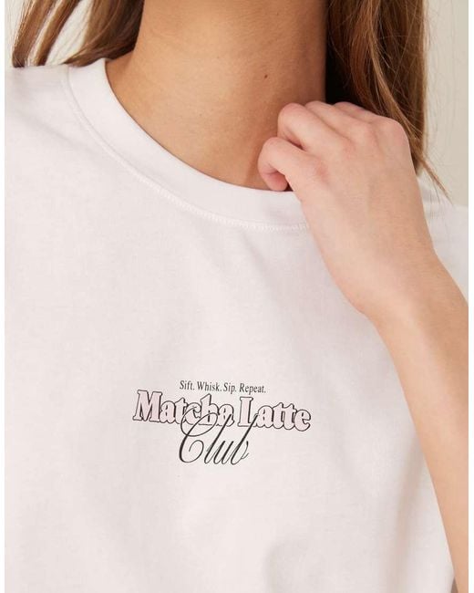 JJXX White Oversized Tee With Matcha Back Print