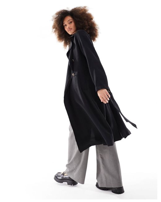 Trench-coat mi-long doux ASOS en coloris Black