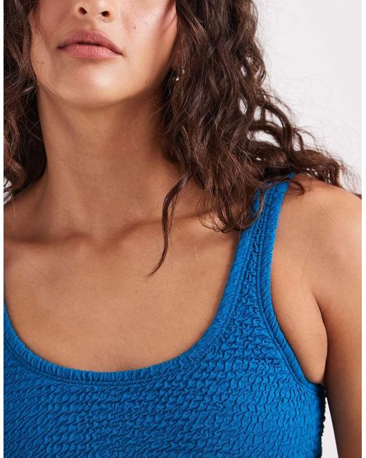 Nike Blue Nike Crinkle Bralette Bikini Top