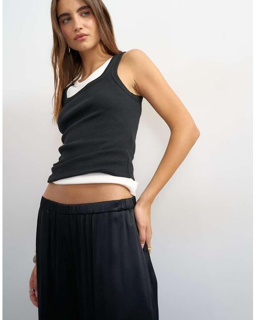 TOPSHOP Blue Satin Culotte