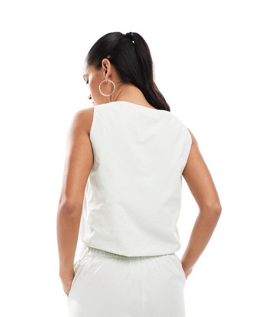 Top d'ensemble noué devant à carreaux vichy ONLY en coloris White
