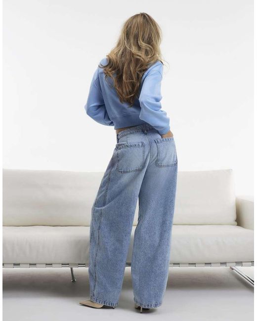 River Island Blue Light Wash Balloon Leg Jeans