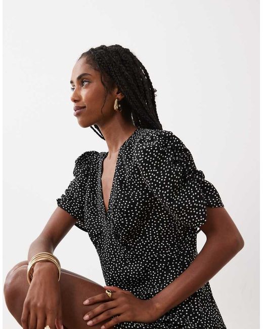 Vila Black Polka Dot Woven Mini Dress