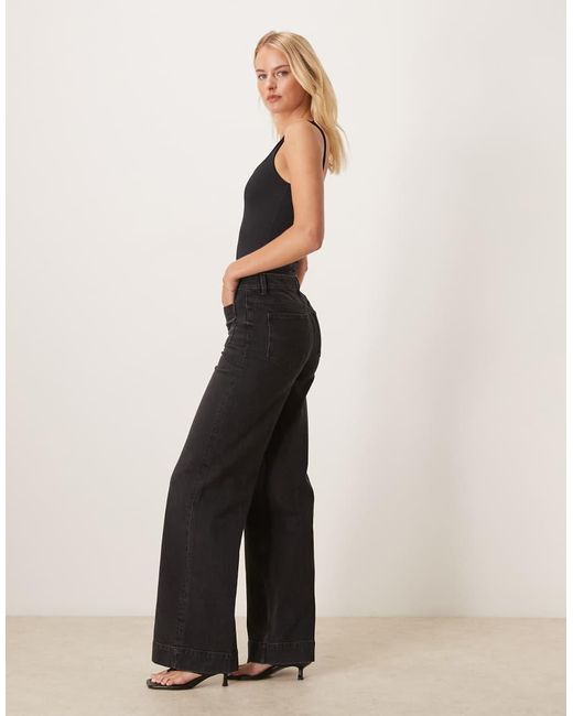 Vaqueros Negros De Pernera Ancha Y Talle Alto Con Bolsillos Delanteros De Asos Design Tall ASOS de color Black