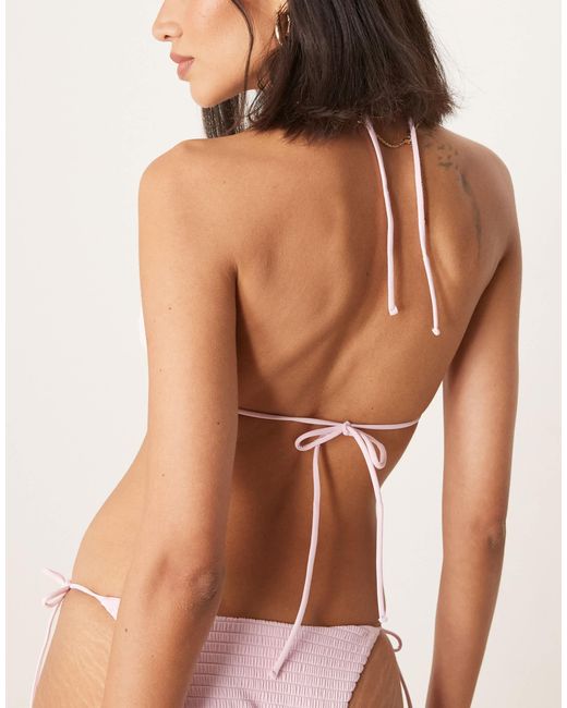 Free Society Brown Textured Triangle Bikini Top