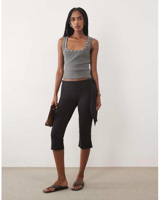 ASOS Black Washed Stud Trim Racer Vest