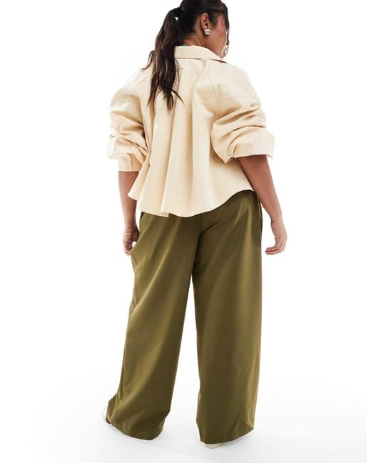 ASOS Green Curve Tailored Relaxed Straight Leg Trousers