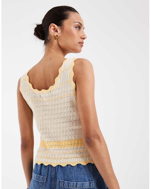 Vero Moda White Button Front Contrast Stitch Crochet Vest