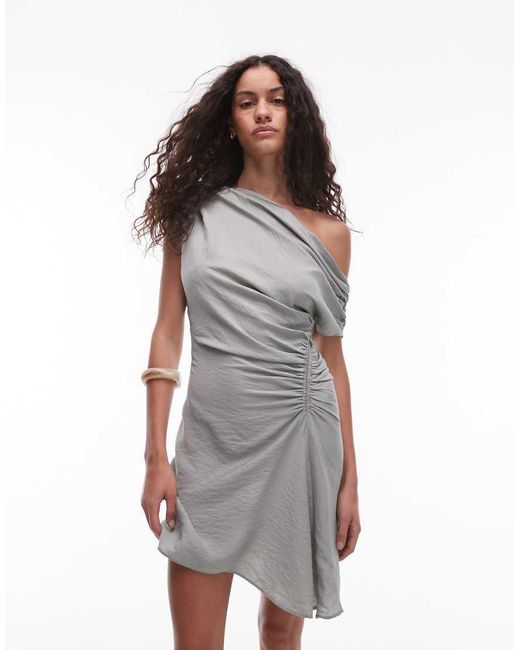 Mango White Drape Front Mini Dress