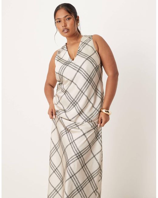 ASOS Natural Asos design curve – träger-midikleid aus satin