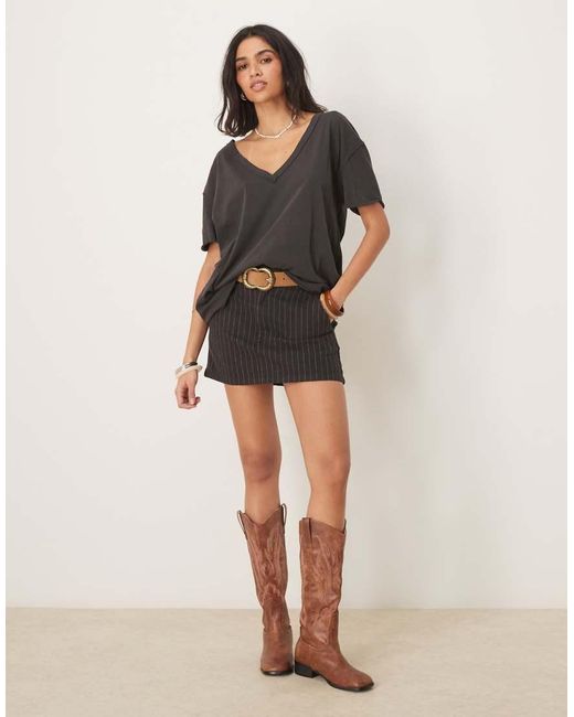Free People Black Nina V-neck Oversized T-shirt