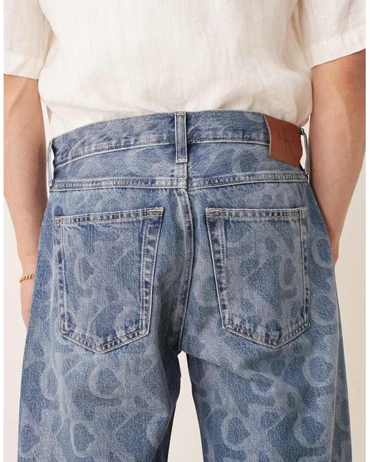 Calvin Klein Blue 90s Straight All Over Print Jeans for men