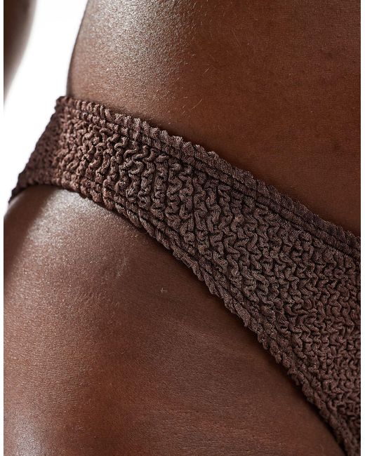 ASOS Brown – megan – tanga-bikinihose mit knitterstruktur