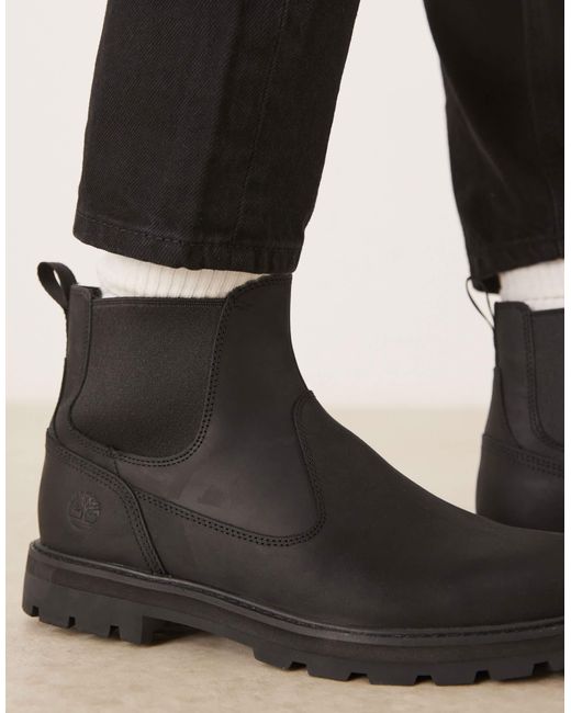Timberland – britton road – chelsea-stiefel aus vollnarbigem material in Black für Herren