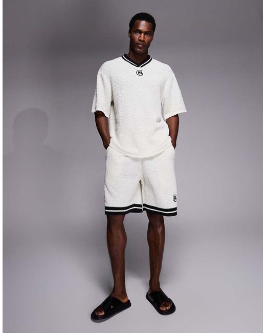 Good For Nothing White Knitted Shorts for men