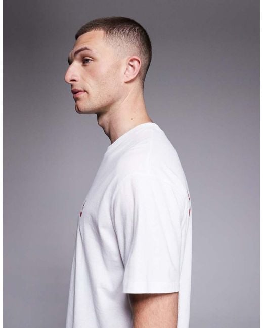 Jack & Jones White Oversized T-Shirt With Ace Of Hearts Backprint for men