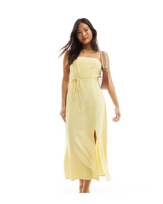 Nobody's Child Petite Yellow Nobody'S Child Petite Maddy Linen Mix Midi Dress