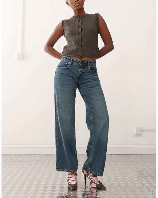 Motel Blue Parallel Leg Low Rise Jeans