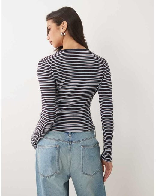 GOOD AMERICAN Gray Ribbed V Neck Cardigan