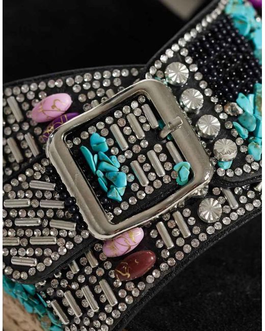 SIMMI Black Simmi London Mandy Single Buckle Sandals With Beads