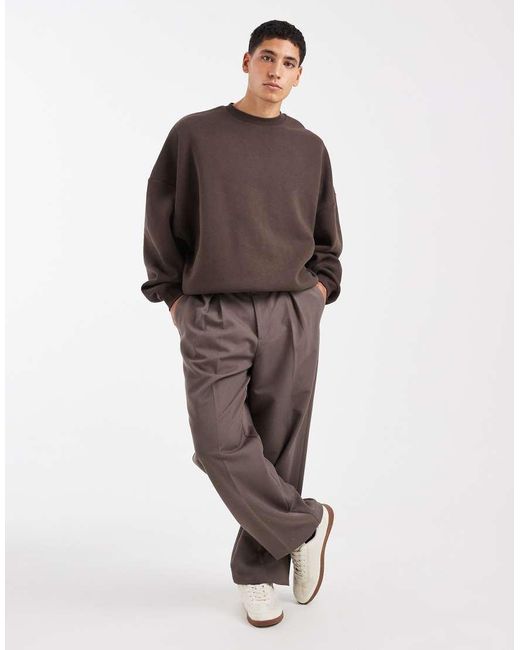 ASOS Brown Essentials Extreme Oversized Sweatshirt for men