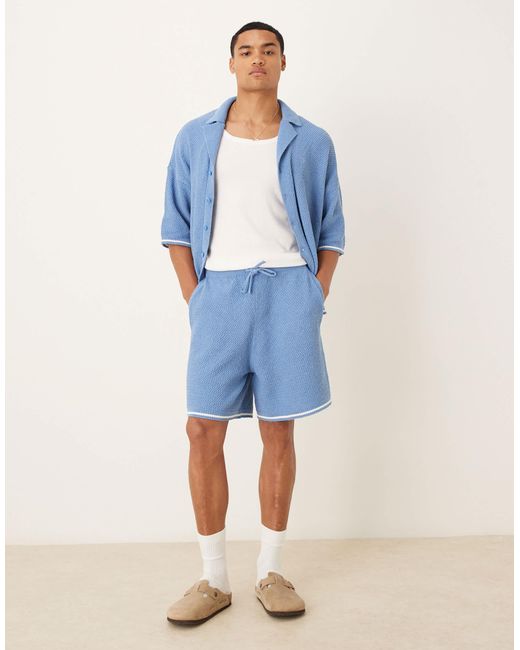 ASOS – oversize-strickshorts in Blue für Herren