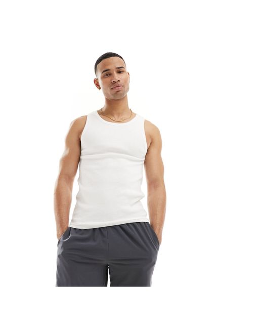 Camiseta blanca deportiva sin mangas con espalda ASOS 4505 de hombre de color White