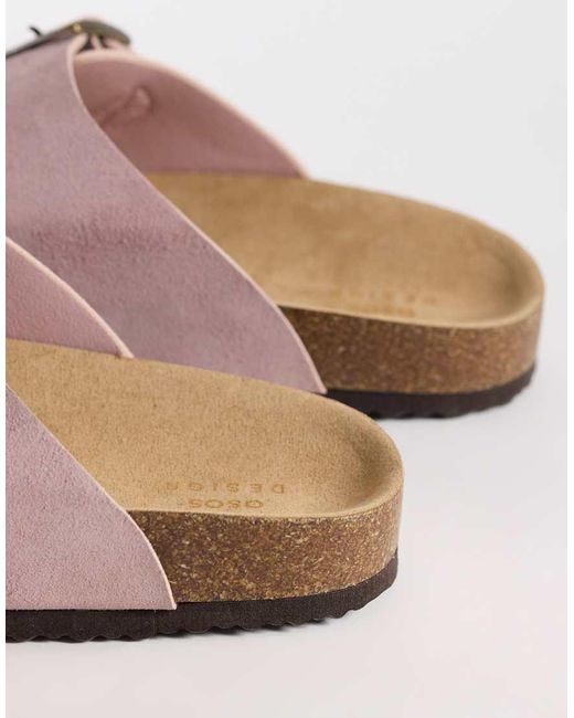 ASOS Pink Two Strap Sandals With Cork Sole for men