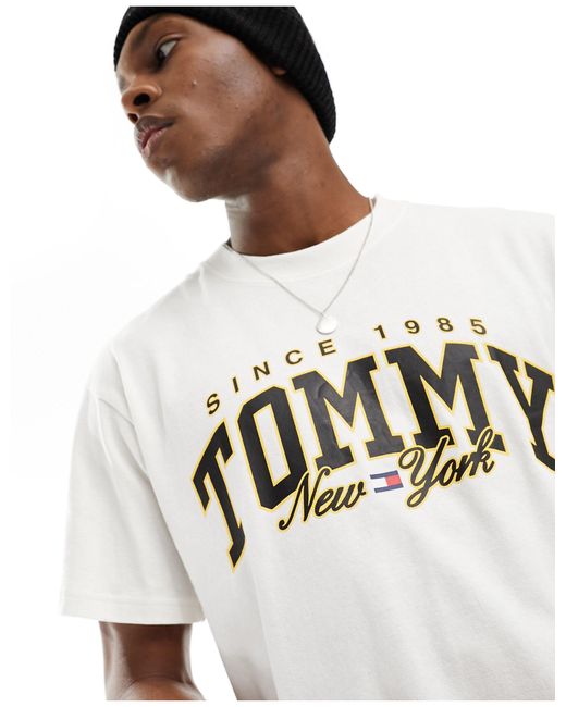Tommy Hilfiger Black Relaxed Skate Luxe Varsity Logo T-shirt for men