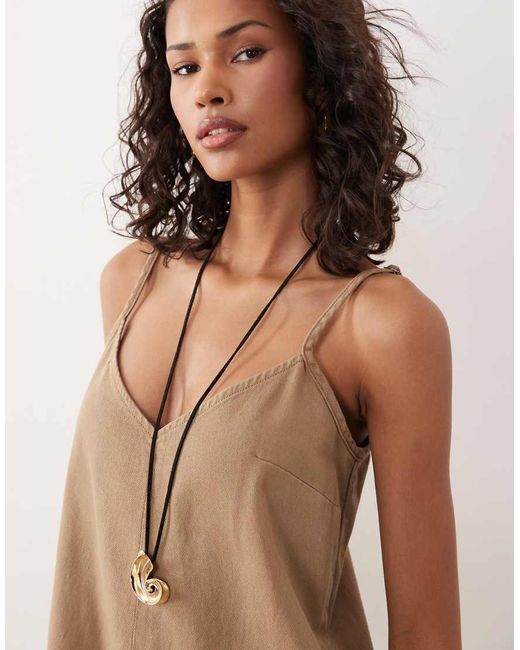 ASOS Natural Soft Denim Jumpsuit With Wide Leg