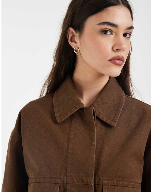 & Other Stories Brown Cropped Washed Cotton Utility Jacket