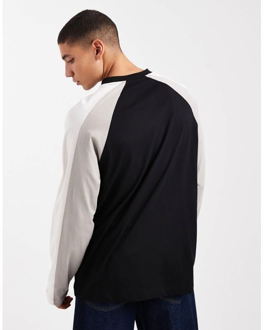 ASOS White Oversized Long Sleeve T-shirt With Cut And Sew Panelling And Text Graphic for men