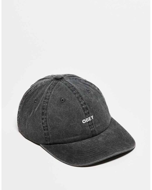Obey Gray Pigment Bold 6 Panel Strapback Logo Cap