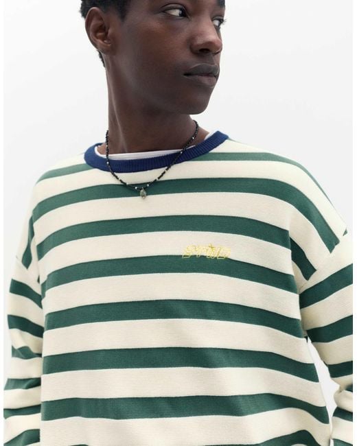 Pull&Bear – stwd – gestreifter pullover in Green für Herren