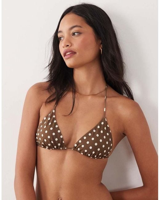 Free Society Brown Polka Dot Triangle Bikini Top
