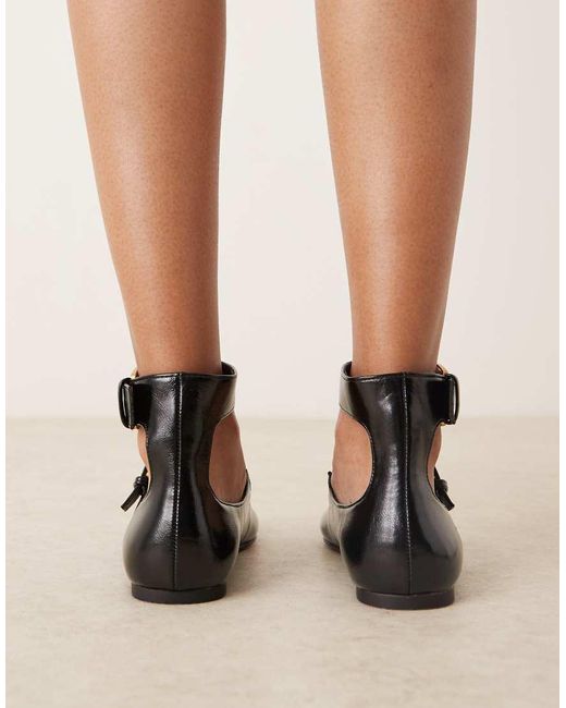 ASOS Natural Lorna Oversized Buckle Mary Jane Ballet Flats