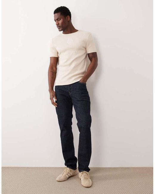 ASOS Natural Super Heavyweight Muscle Fit T-shirt With Floral Embroidery for men