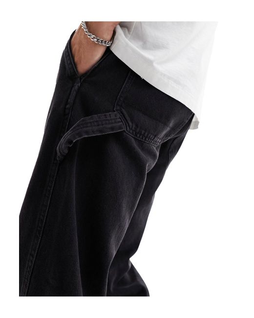 Jack & Jones – locker geschnittene jeans im zimmermann-stil in Black für Herren
