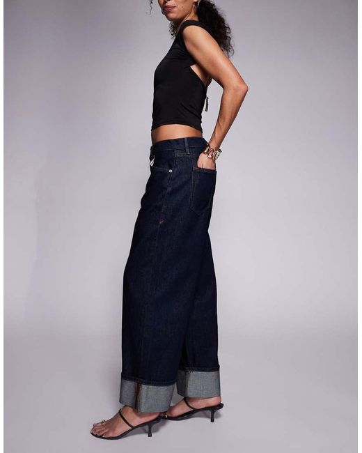 GOOD AMERICAN Blue Good Standard Turn Up Detail baggy Jeans
