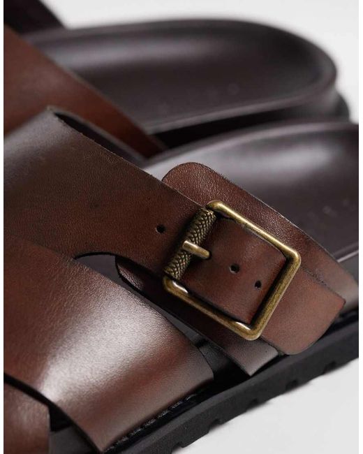 ASOS Brown Cross Over Sandals for men
