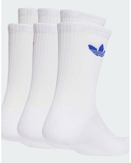 Adidas Originals White Trefoil Cushion Crew Socks 6 Pairs