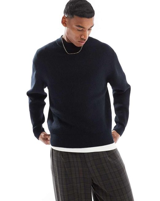 Pull&Bear Blue Fisherman Knit Jumper for men