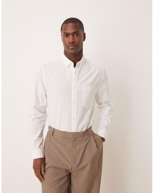 ASOS Natural Oxford Regular Shirt for men