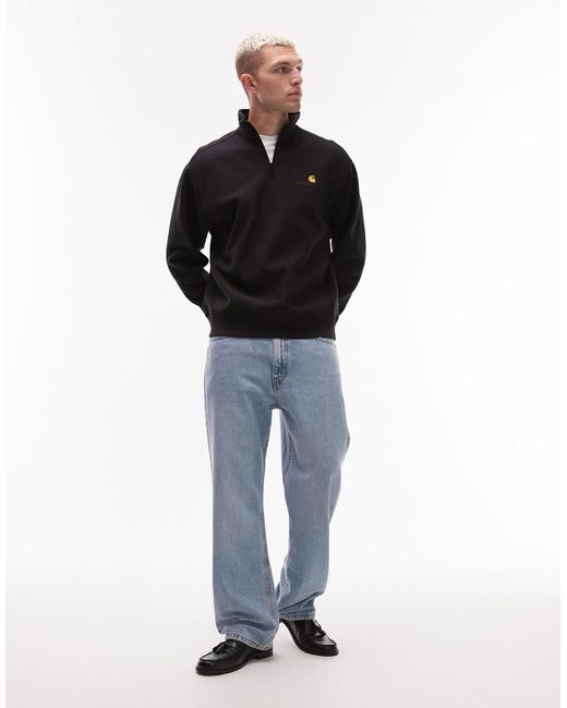 Carhartt – american script – es sweatshirt mit kurzem reißverschluss in Black für Herren