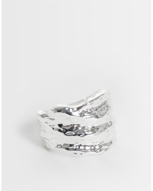 Reclaimed Vintage White Unisex Molten Metal Rings 2 Pack